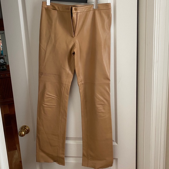 BCBGMaxAzria tan 100% leather pants - Picture 1 of 12